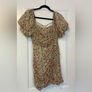 Green floral mini dress
